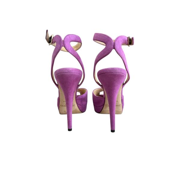 Jimmy Choo Womens Lola Orchid Suede Peep Toe Platform Pump Heels Size 38 - Picture 5 of 10